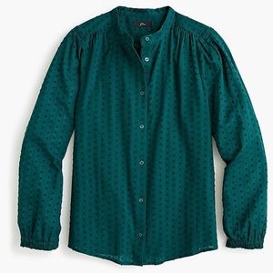 J crew green button down shirt Swiss dot small